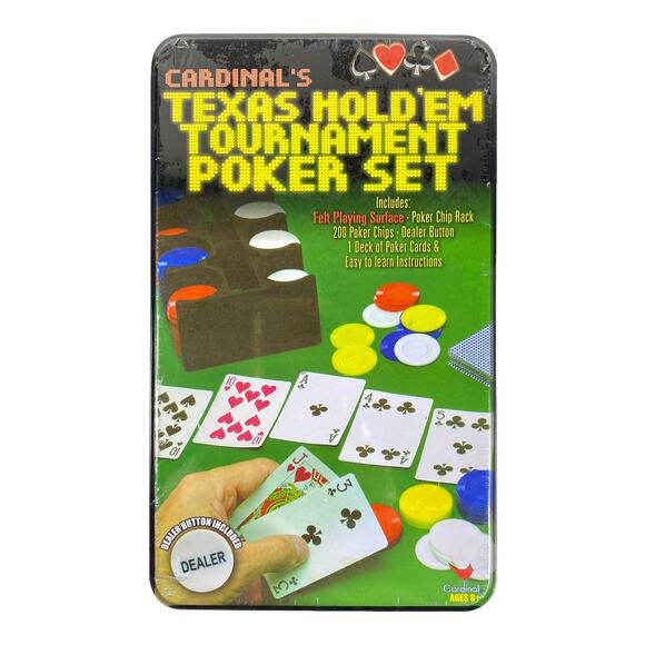 Texas Hold 'em Tournament Cardinal Poker Set: Cards Chips Rack Instructions NEW - Picture 1 of 4